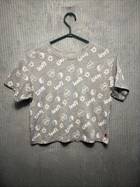 Levi's Gray Short-Sleeve Tee with White & Yellow Daisy Print Large